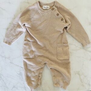 Luna and Luca Baby Knit Onesie Jumpsuit Neutral Oatmeal Tan Color Unisex